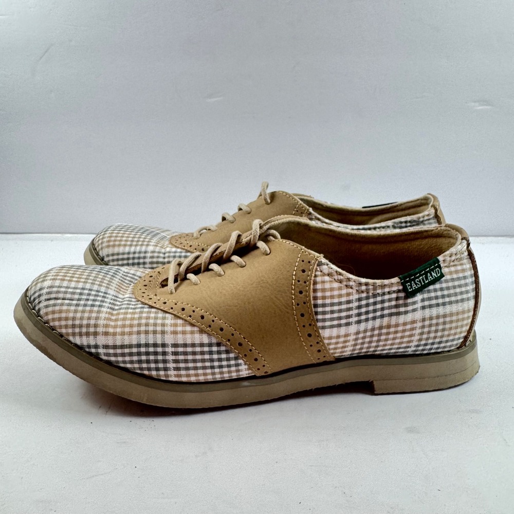 Eastland Sadie Tan Plaid Saddle Shoes Womens Size 7 M Lace Up Oxfords 3331-25